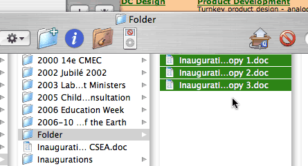 Folder with three items selected