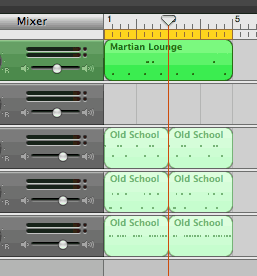 Selection in other track in GarageBand