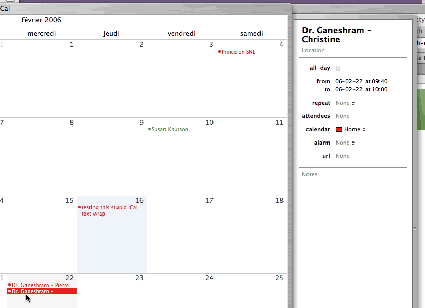 Text label cropped in calendar