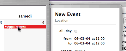 New Event in iCal - after typing