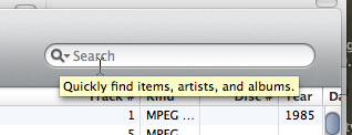 iTunes search field