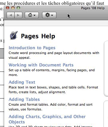 Help feature for Pages