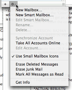 Action Menu in Mail