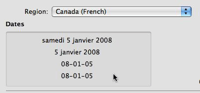 French (Canada) date formats