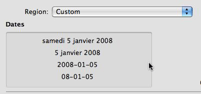 French (Canada) date formats customized
