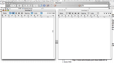 Two TextEdit windows and one Finder window