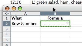 Cell with row number formula copied