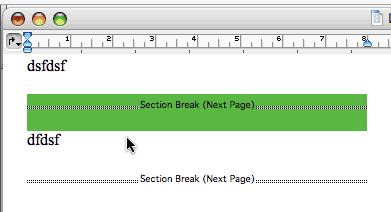 Selected section break