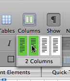 Columns toolbar button