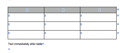Text after table - in Word