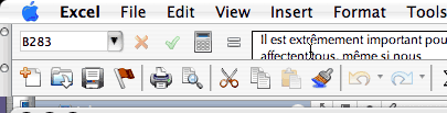 Excel 2004 toolbars overlapping