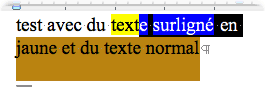 Highlighted text in Word