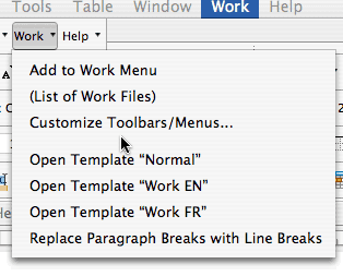 Work menu customization