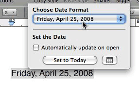 Automatic date options