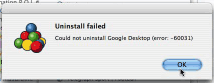 Google Desktop uninstall fails